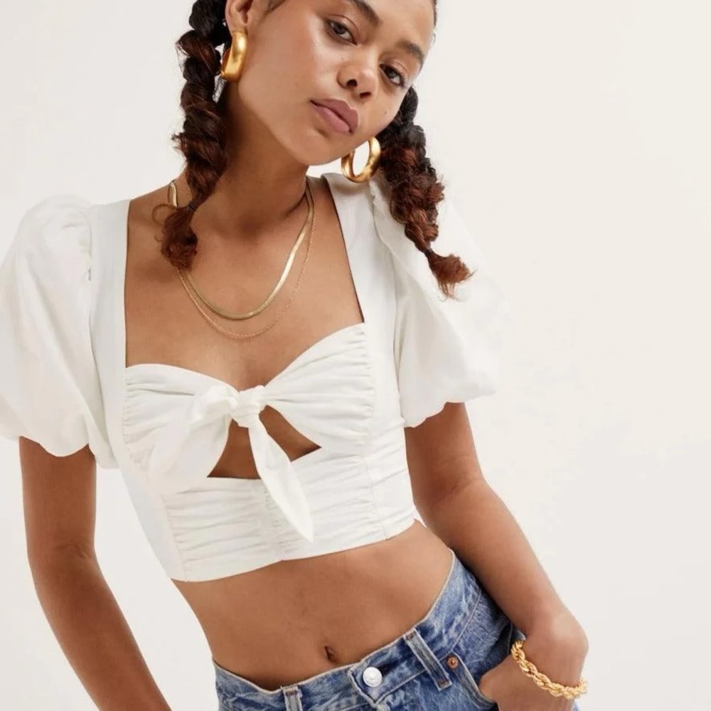NWT For Love & Lemons Jessie Cropped Blouse